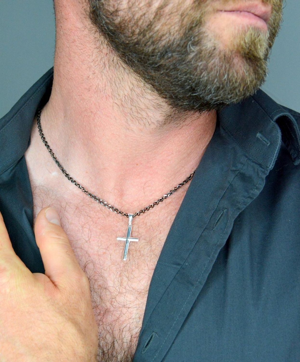 Łańcuszek srebrny 925 oksydowany , czarny DIA-LAN-5993-925 3,2mm. Łańcuszek męski typu pancerka to jeden z najmodniejszych wzorów męskich wszech  (1).jpg